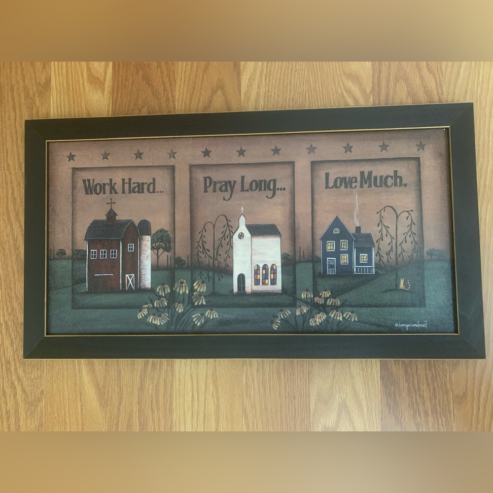 Inspirational Wall Art with Barn, Church, and House